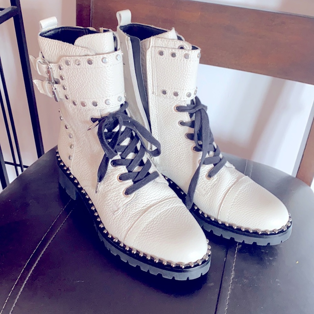 Sam Edelman Women's Jennifer Combat Boot, Bright White, Size 7